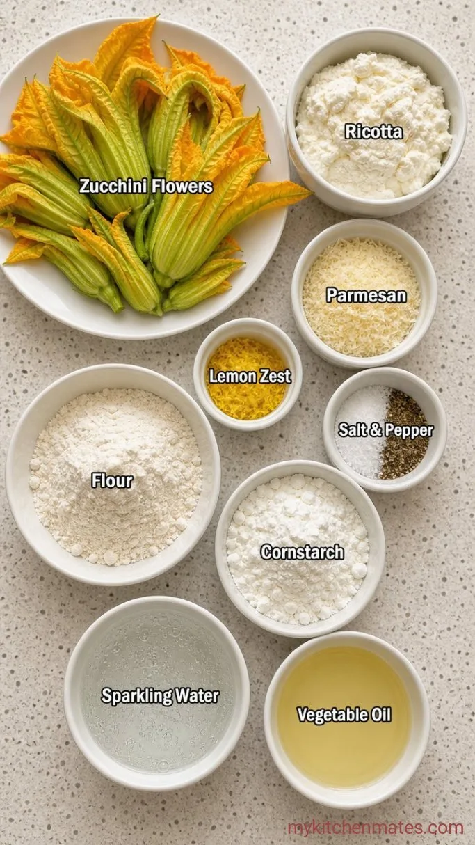 Pan-Fried Stuffed Zucchini Flowers Ingredients