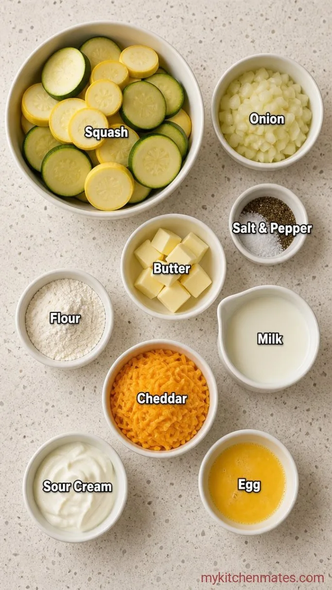 Creamy Summer Squash Casserole (No Watery Mess) Ingredients