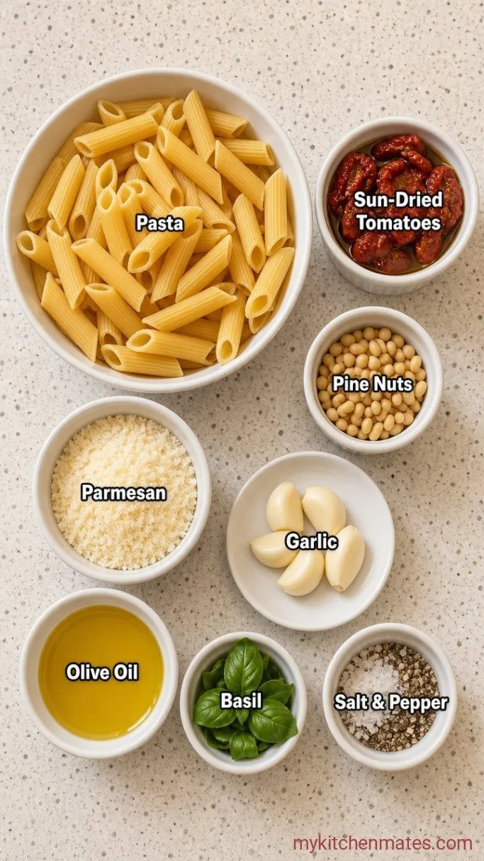 15-Minute Sundried Tomato Pesto Pasta Ingredients