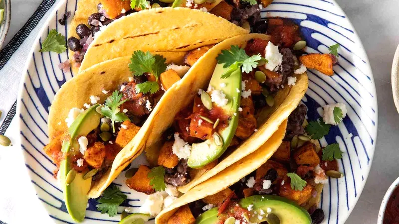 Sweet Potato-Black Bean Tacos Food photo of Sweet Potato-Black Bean Tacos