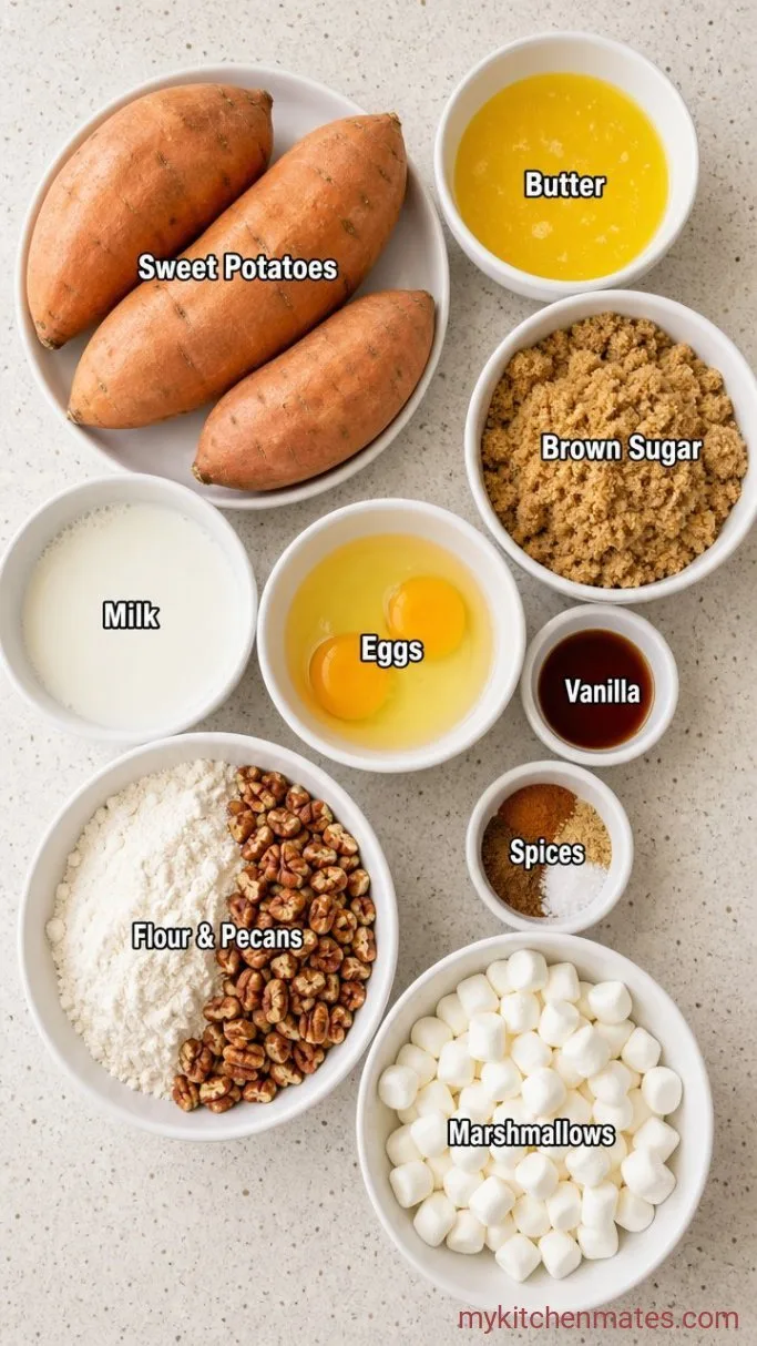 Classic Sweet Potato Casserole with Toasted Marshmallows Ingredients