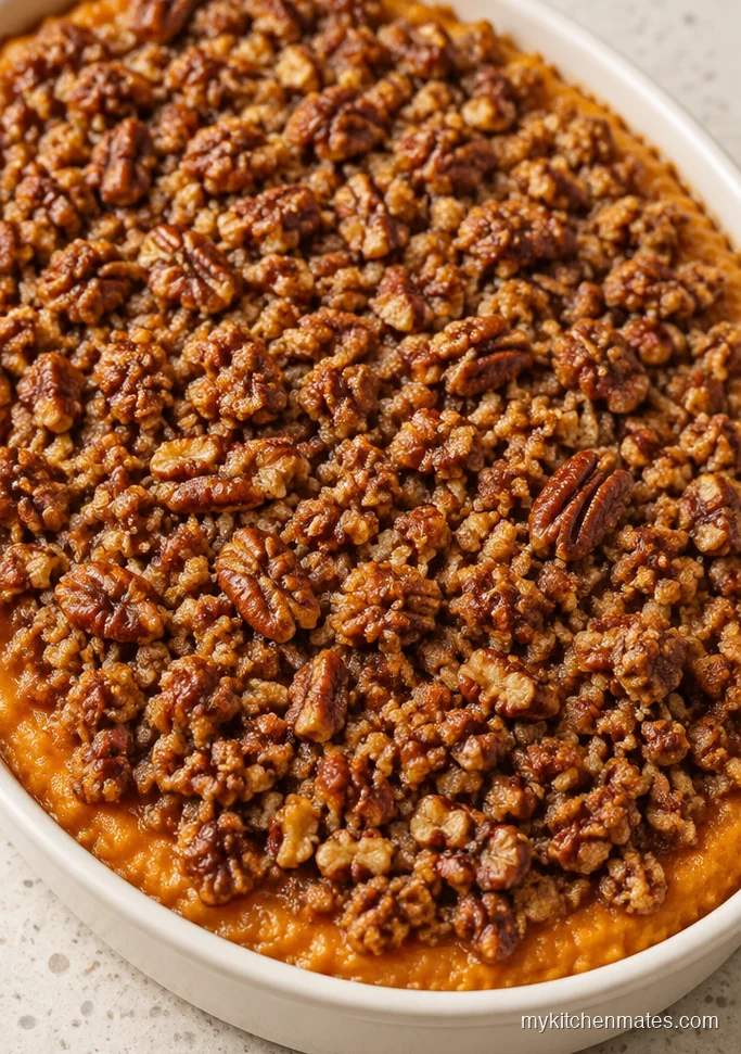 Sweet Potato Casserole with Pecan Topping