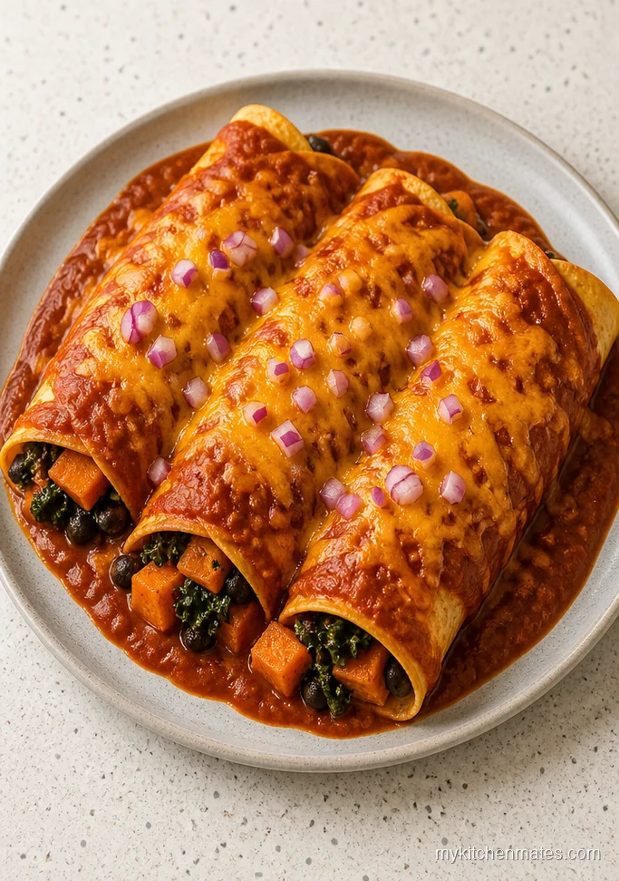 Sweet Potato Kale Black Bean Enchiladas