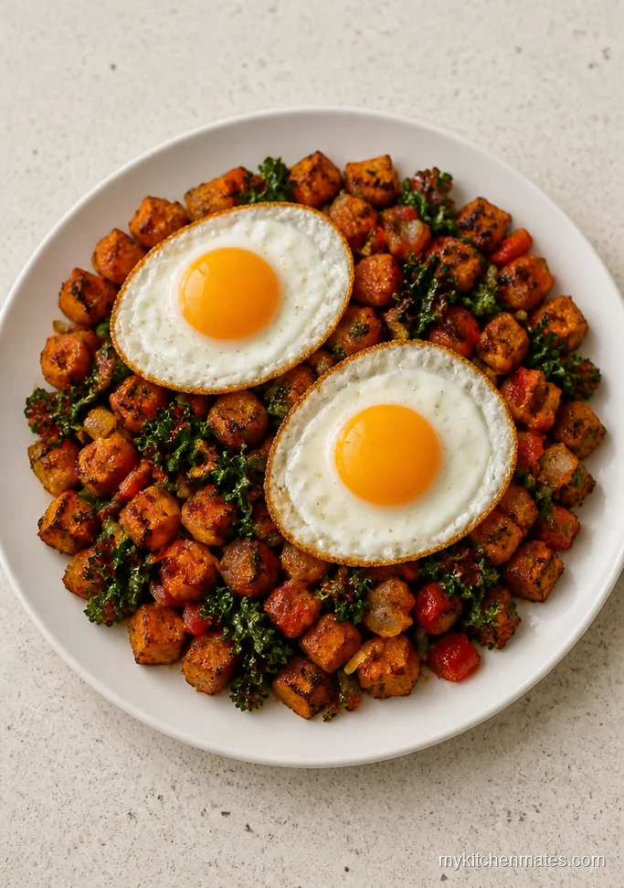 Sweet Potato Kale Hash with Fried Eggs