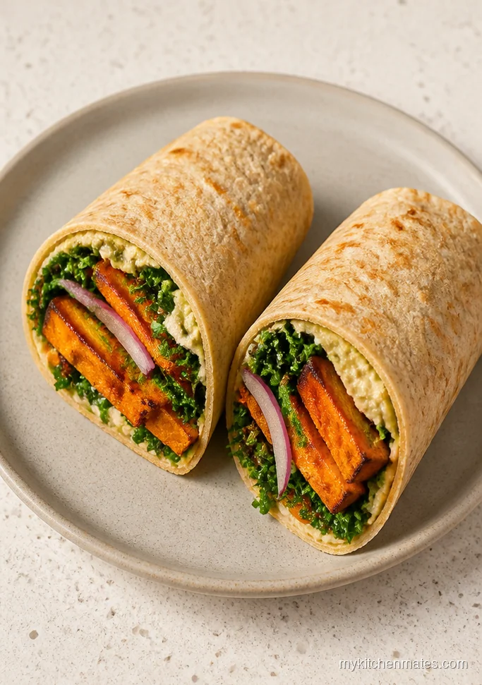 Sweet Potato Kale Hummus Wraps