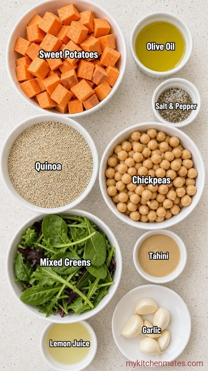30-Minute Roasted Sweet Potato Quinoa Bowl Ingredients