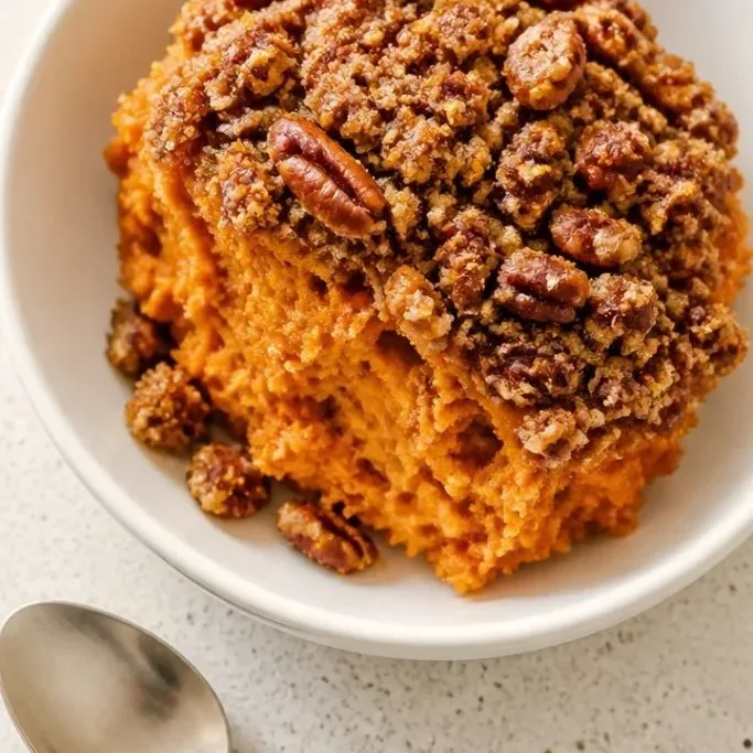 Creamy Sweet Potato Soufflé with Pecan Streusel sweet potato souffle
