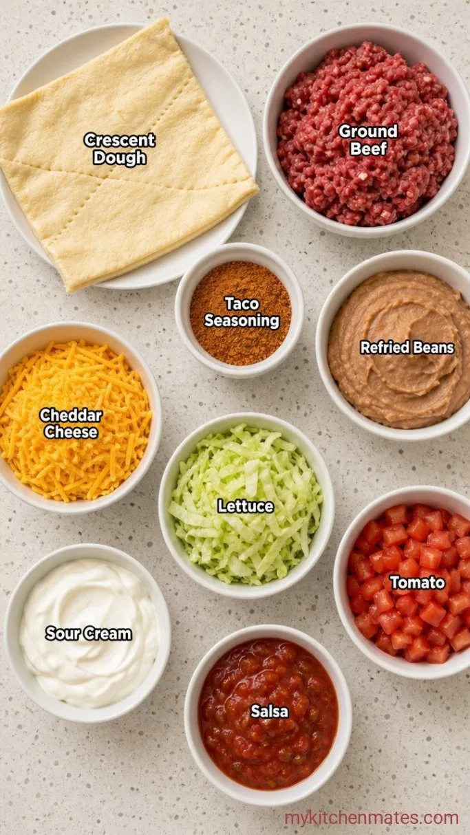 Weeknight Taco Pie with Crescent Rolls Ingredients