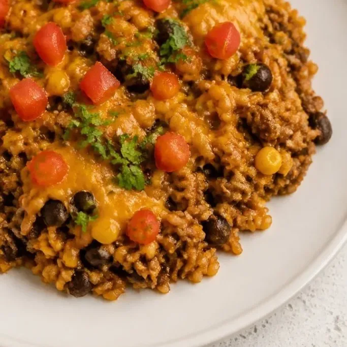 One-Pan Cheesy Taco Rice Bake Taco Rice Bake