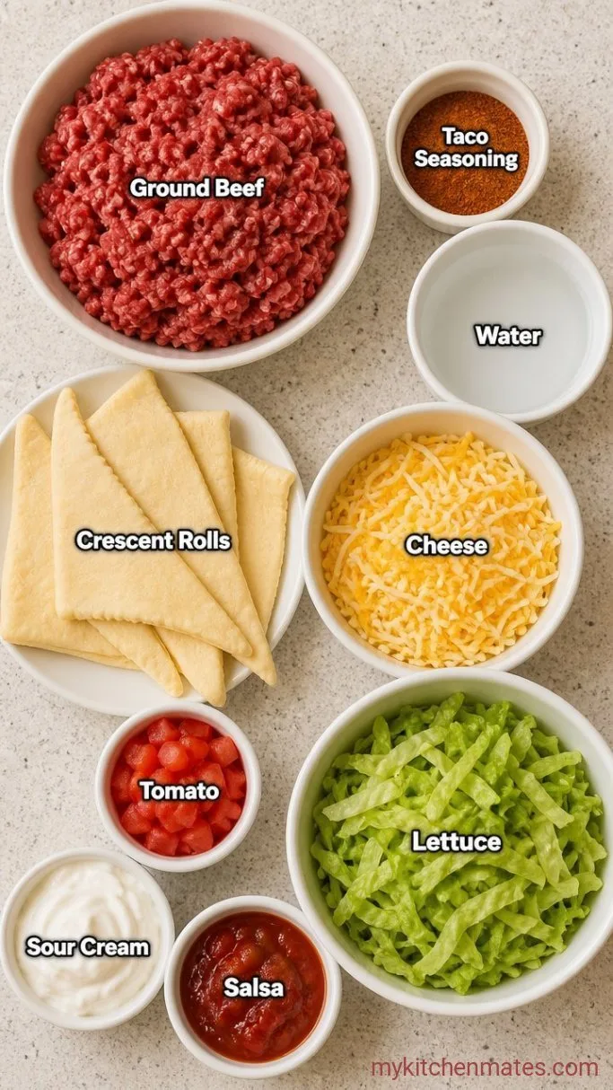 Easy Taco Ring with Crescent Rolls Ingredients