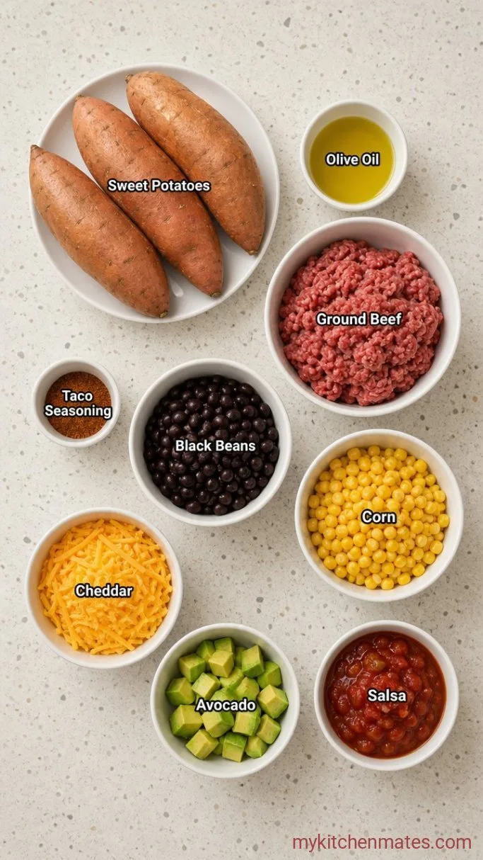 Loaded Taco Stuffed Sweet Potatoes Ingredients