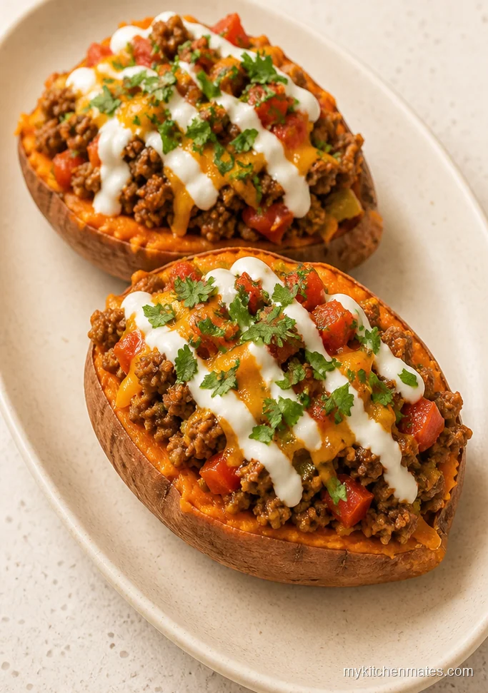 11 Ground Beef Sweet Potato Recipes for Fast, Cozy Dinners Taco Stuffed Sweet Potatoes