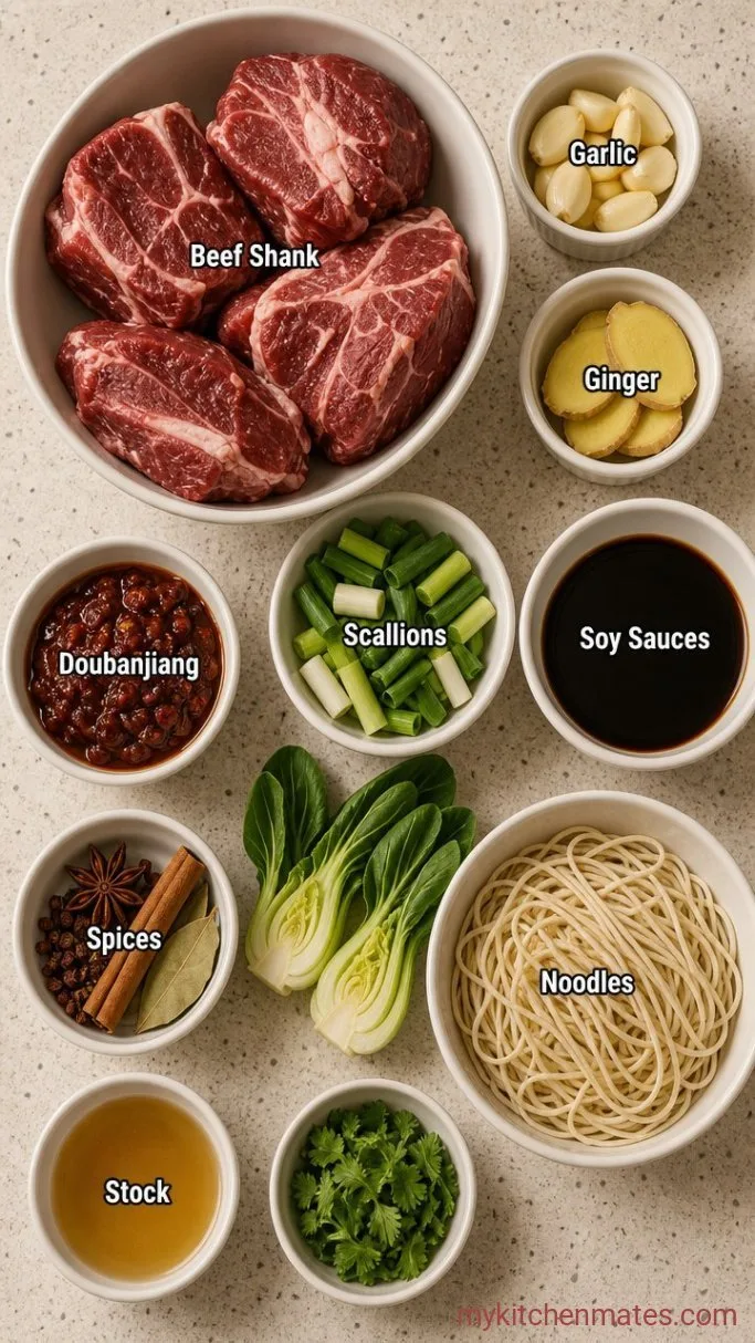 Taiwanese Beef Noodle Soup: Rich, Spicy, and Fall-Apart Tender Ingredients