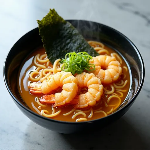 Tempura Udon-Style Ramen with Seaweed