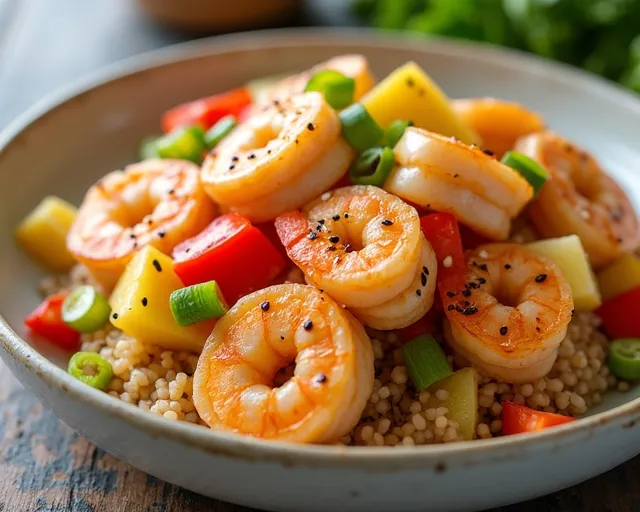 Teriyaki Shrimp and Pineapple Rice Bake