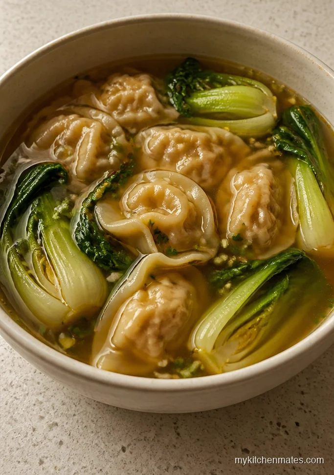 Thai Chicken Wonton Soup with Bok Choy