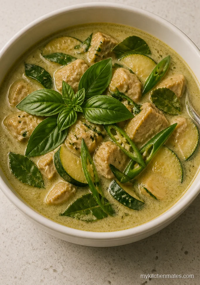 Thai Green Curry Chicken Soup with Basil