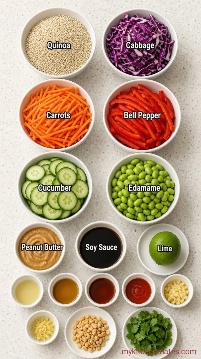 Crunchy Thai Quinoa Salad with Peanut Dressing Ingredients