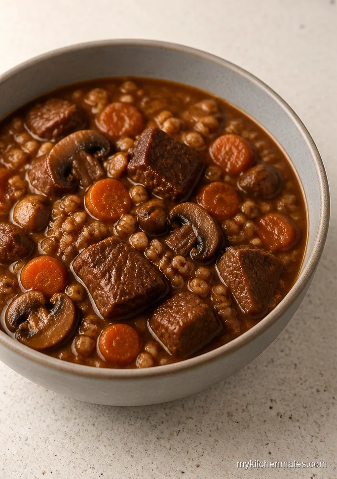 Thick Mushroom and Barley Beef Stew