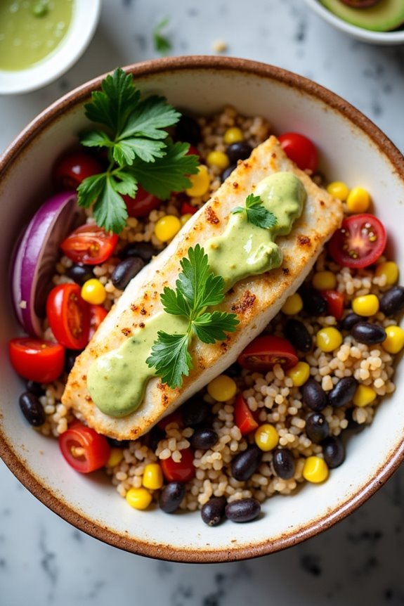 tilapia bowl with drizzle