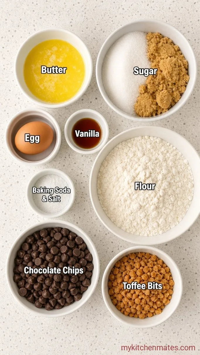 Crispy-Chewy Toffee Chocolate Chip Cookies Ingredients