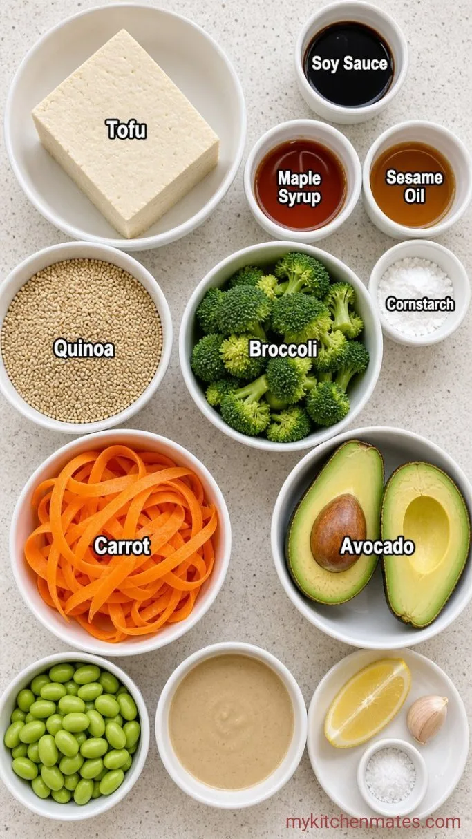 Crispy Baked Tofu Buddha Bowl Ingredients