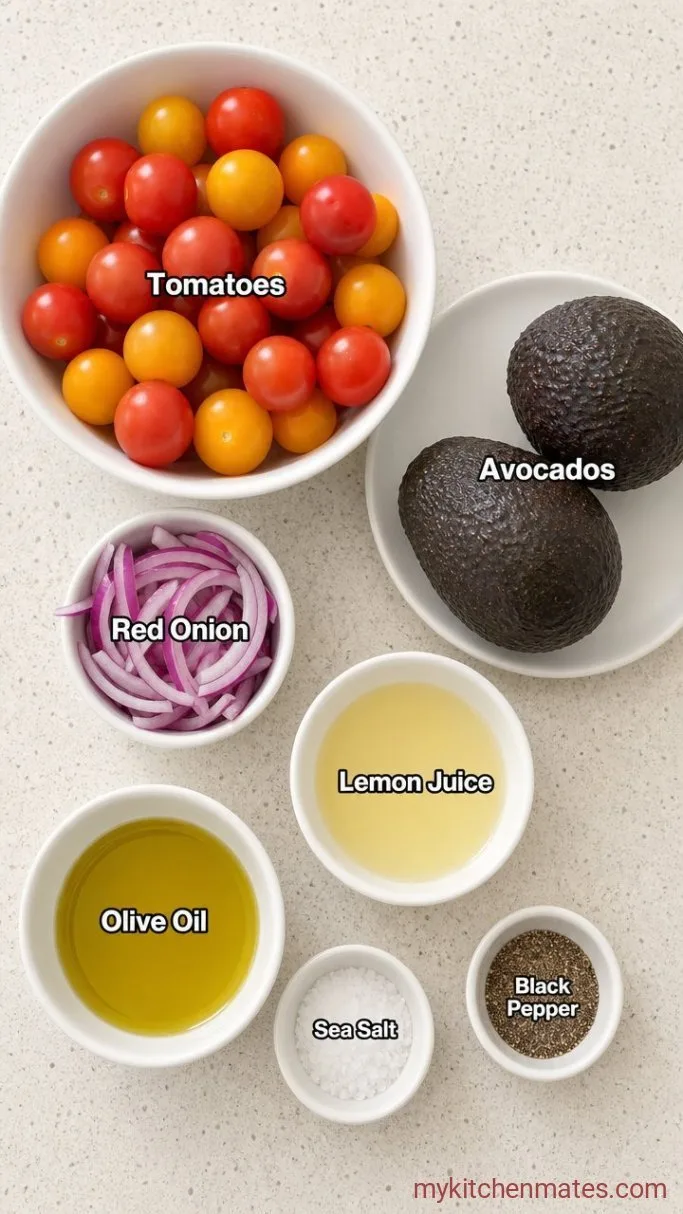 Simple 10-Minute Tomato Avocado Salad Ingredients