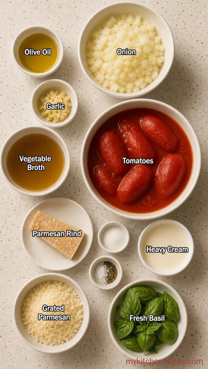 30-Minute Creamy Tomato Parmesan Soup Ingredients