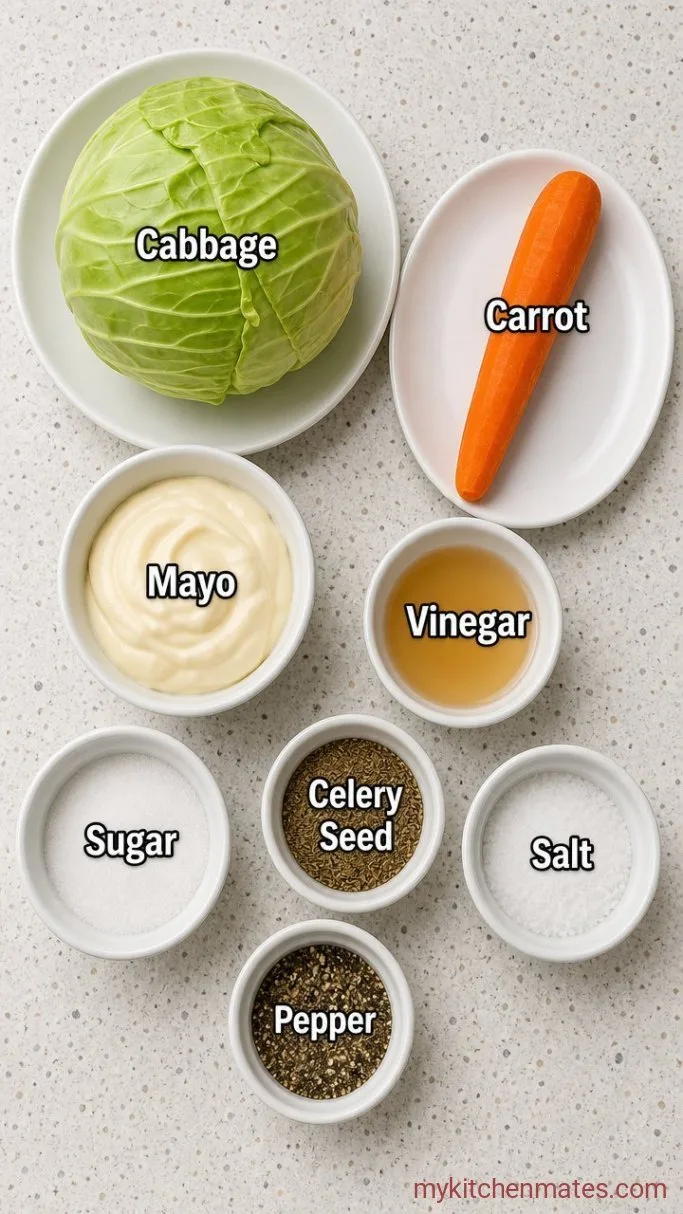 Classic Creamy Coleslaw with Tangy Dressing Ingredients