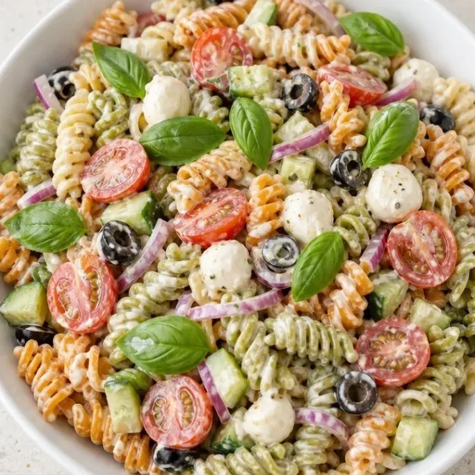 30-Minute Tri-Color Pasta Salad That's Better the Next Day Tri Color Pasta Salad