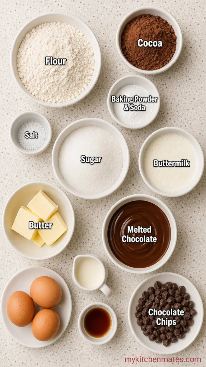 Fudgy Triple Chocolate Bundt Cake Ingredients