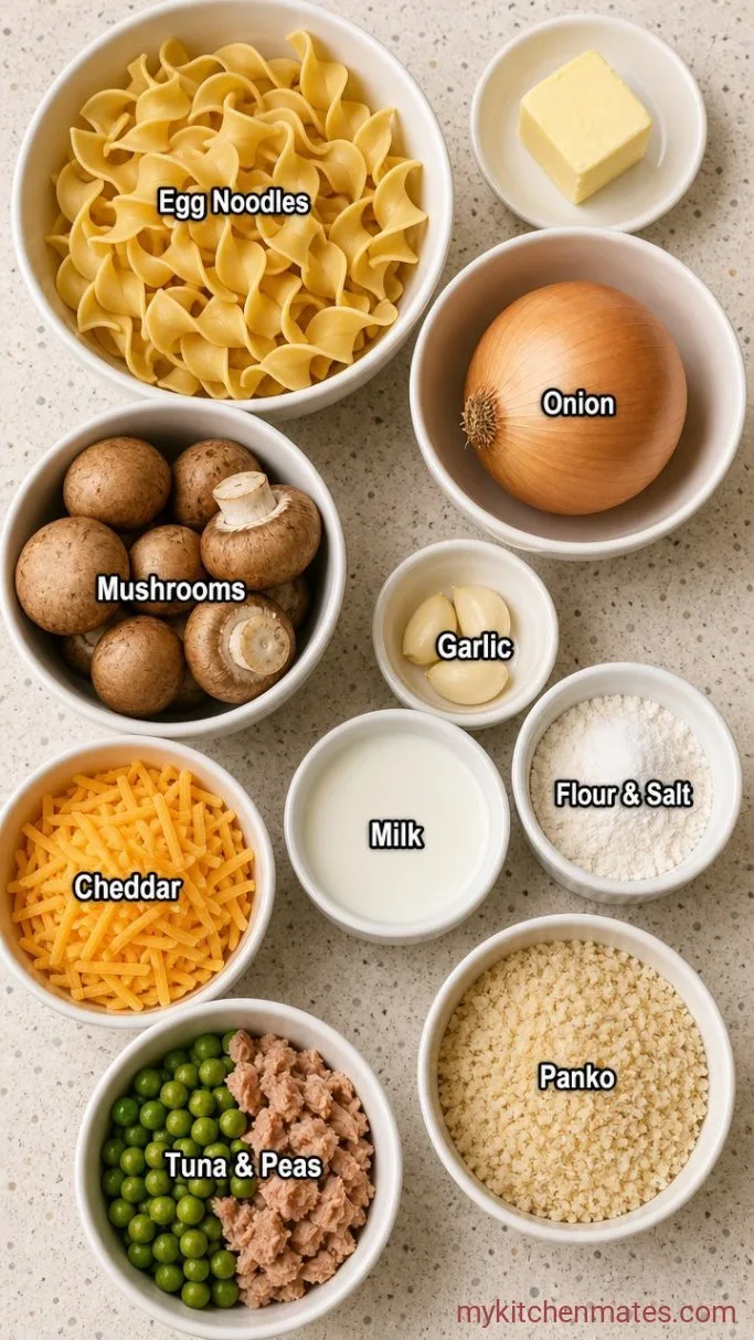 Extra Creamy Tuna Noodle Casserole (No Canned Soup) Ingredients