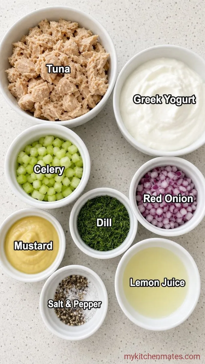 Quick High-Protein Tuna Salad with Greek Yogurt Ingredients