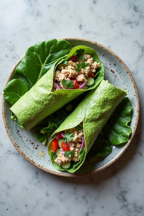 tuna tahini collard wraps