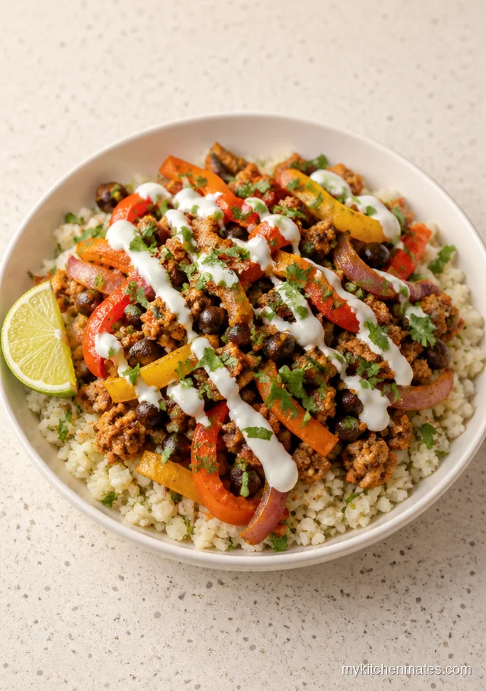 Turkey Fajita Cauliflower Rice Bowl