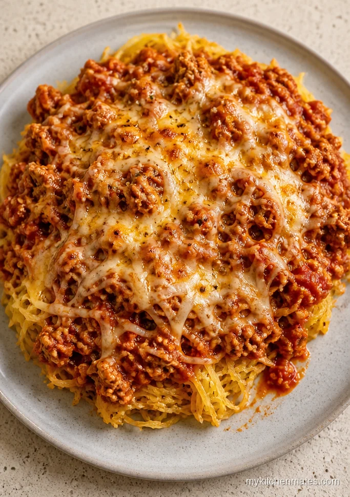 Turkey Meat Sauce Baked Spaghetti Squash