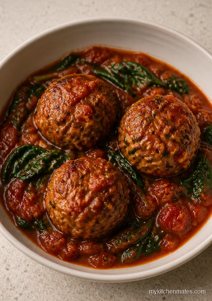 Turkey Meatballs in Spinach Tomato Sauce