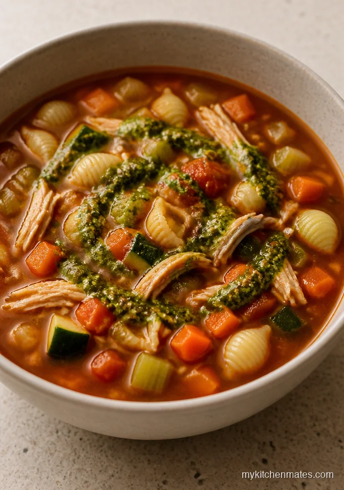 Turkey Minestrone with Basil Pesto