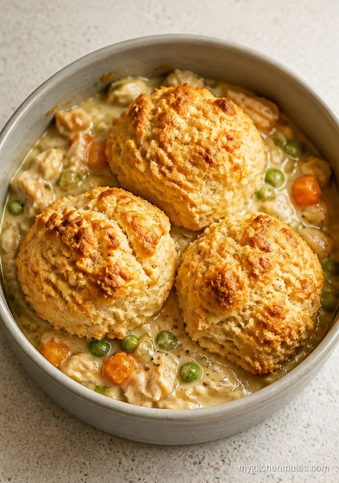 Turkey Pot Pie Casserole with Drop Biscuits