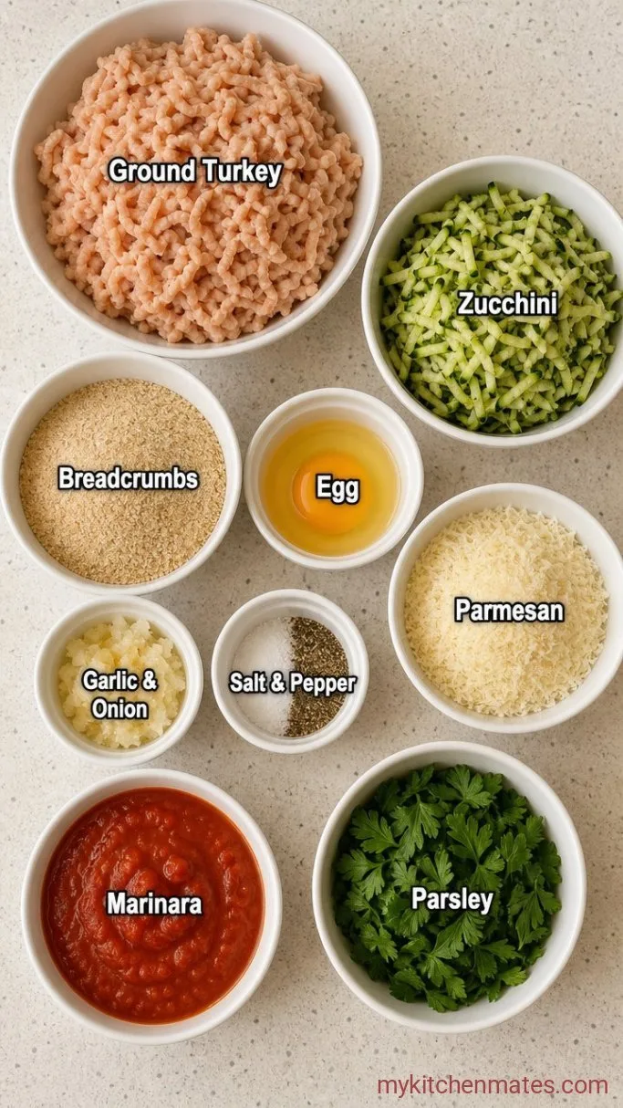 Baked Turkey Zucchini Meatballs (Juicy, Not Dry) Ingredients