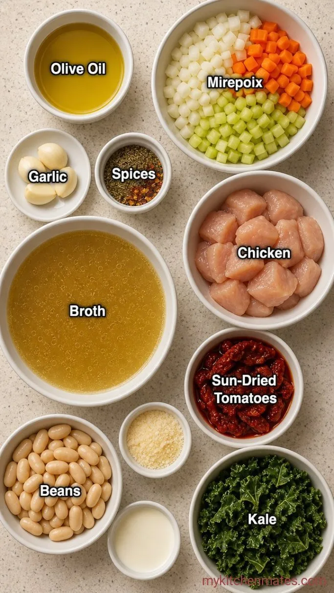 One-Pot Creamy Tuscan Chicken Soup Ingredients