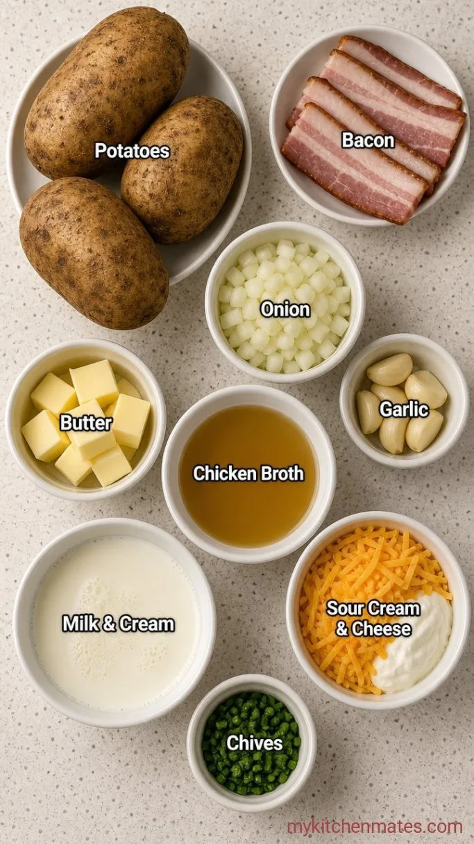 Twice-Baked Potato Soup with Crispy Skins Ingredients