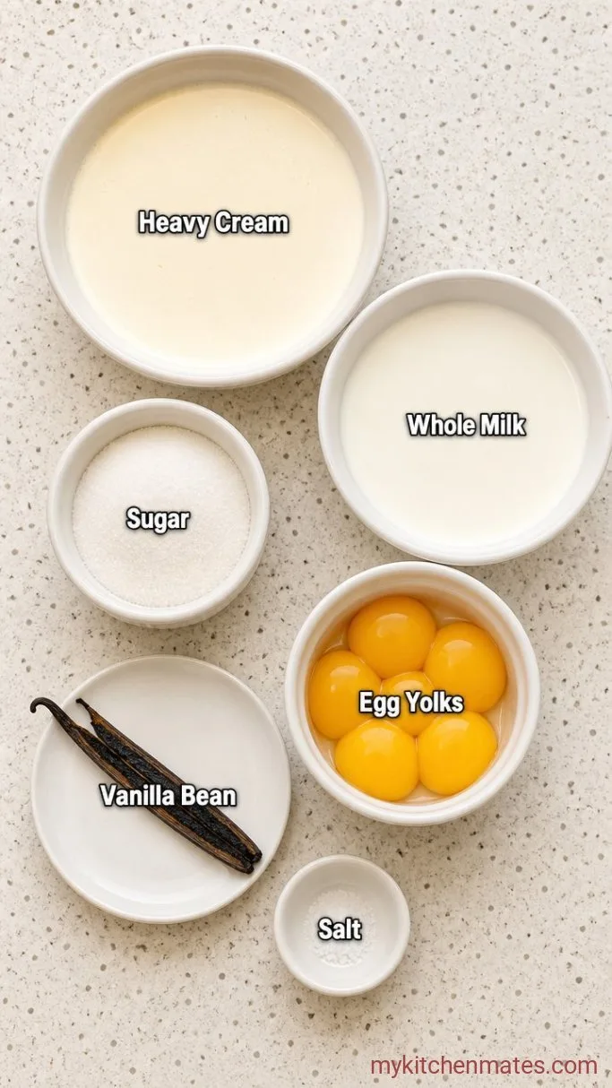 Rich Vanilla Bean Ice Cream (Custard Method) Ingredients