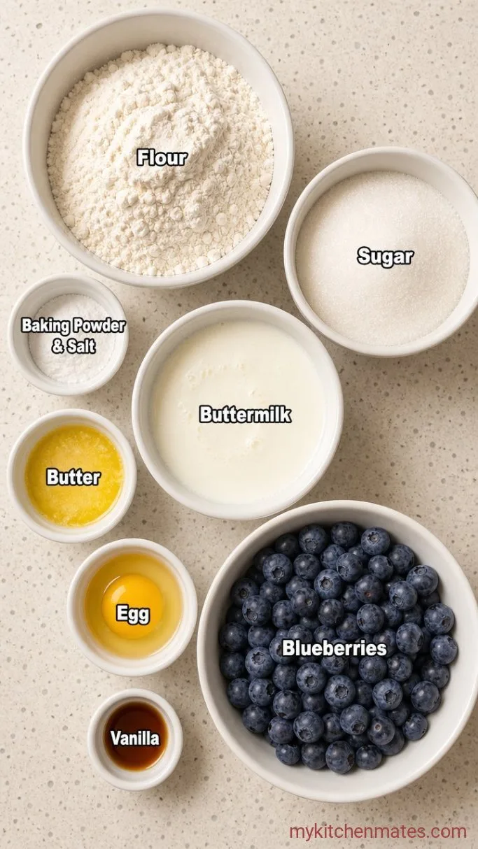 Soft & Tender Vanilla Blueberry Cake Ingredients