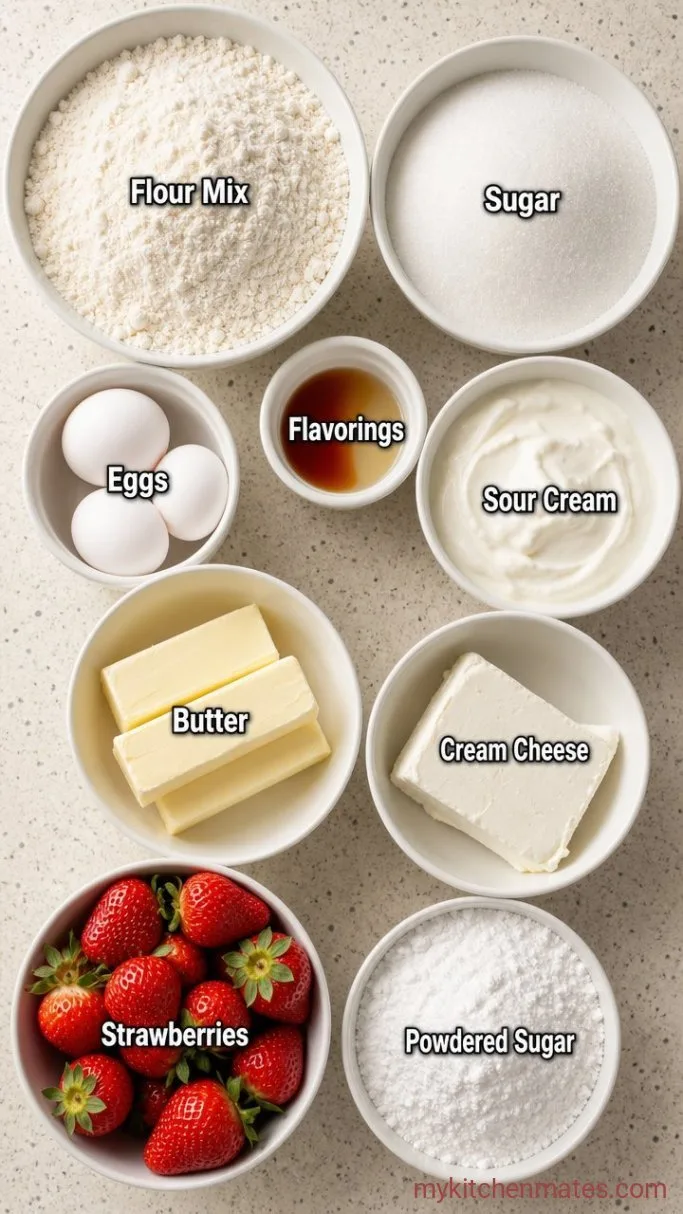 Classic Vanilla Layer Cake with Strawberry Filling Ingredients