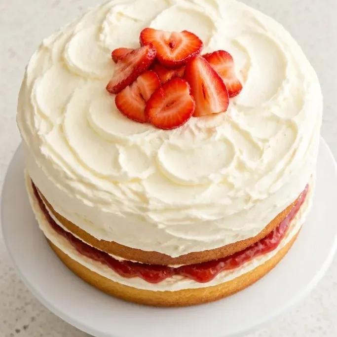 Classic Vanilla Layer Cake with Strawberry Filling Vanilla Cake With Strawberry Filling