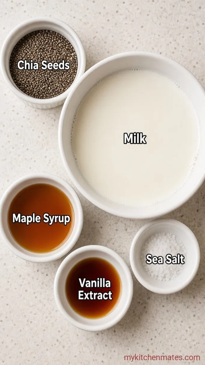 Creamy Vanilla Chia Pudding (4 Ingredients, 5 Minutes Prep) Ingredients
