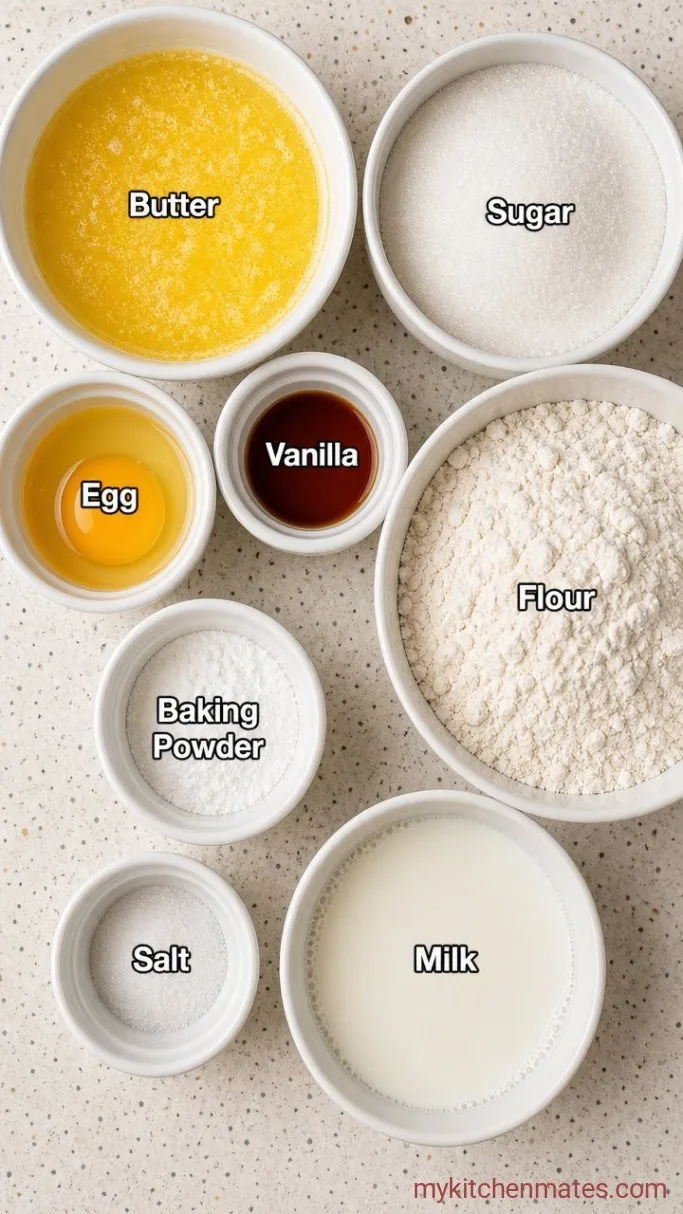 Moist One-Bowl Vanilla Loaf Cake Ingredients