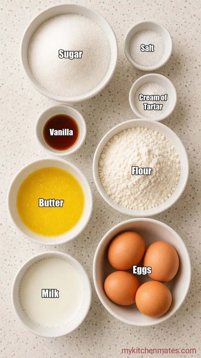 Magic Vanilla Custard Cake (One Batter, Three Layers) Ingredients