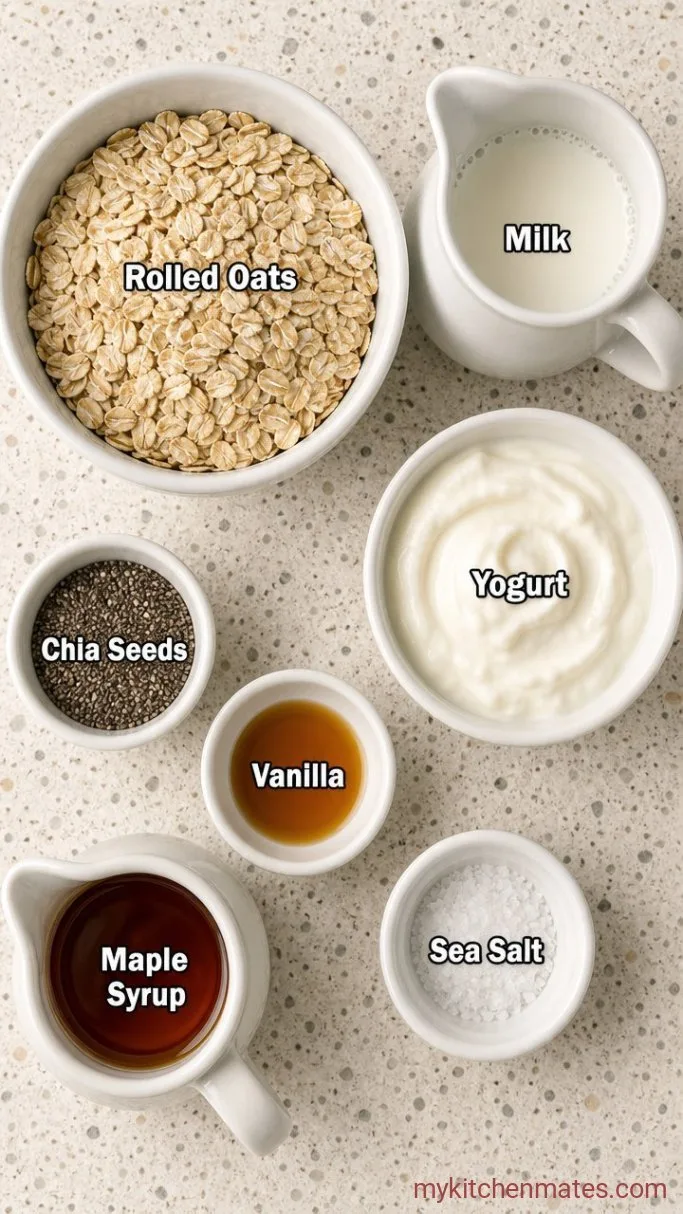 Vanilla Overnight Oats (Just 5 Minutes Prep) Ingredients